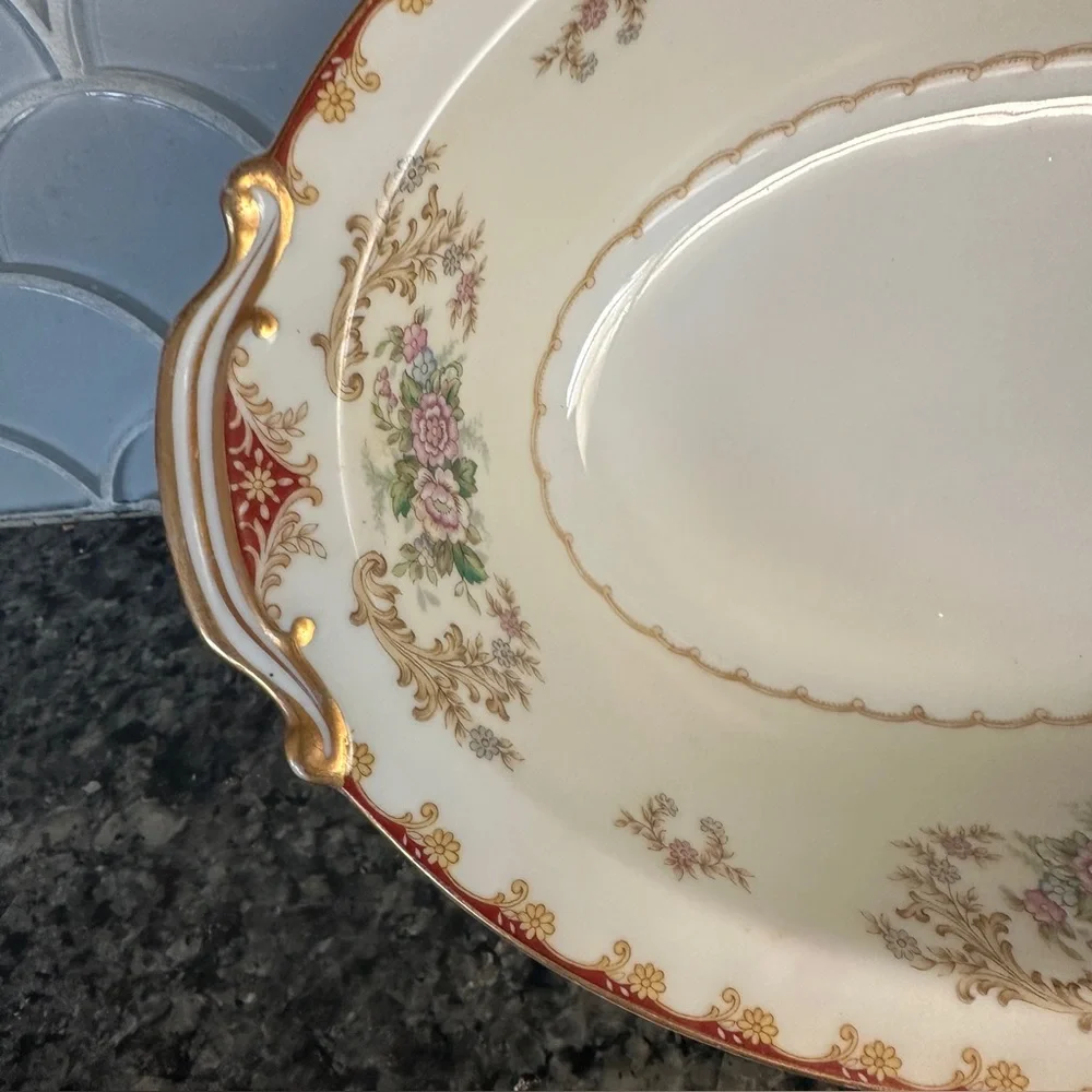 Noritake China Cardinal Rose 10 5/8” Oval Vegetable Bowl Occupied Japan…